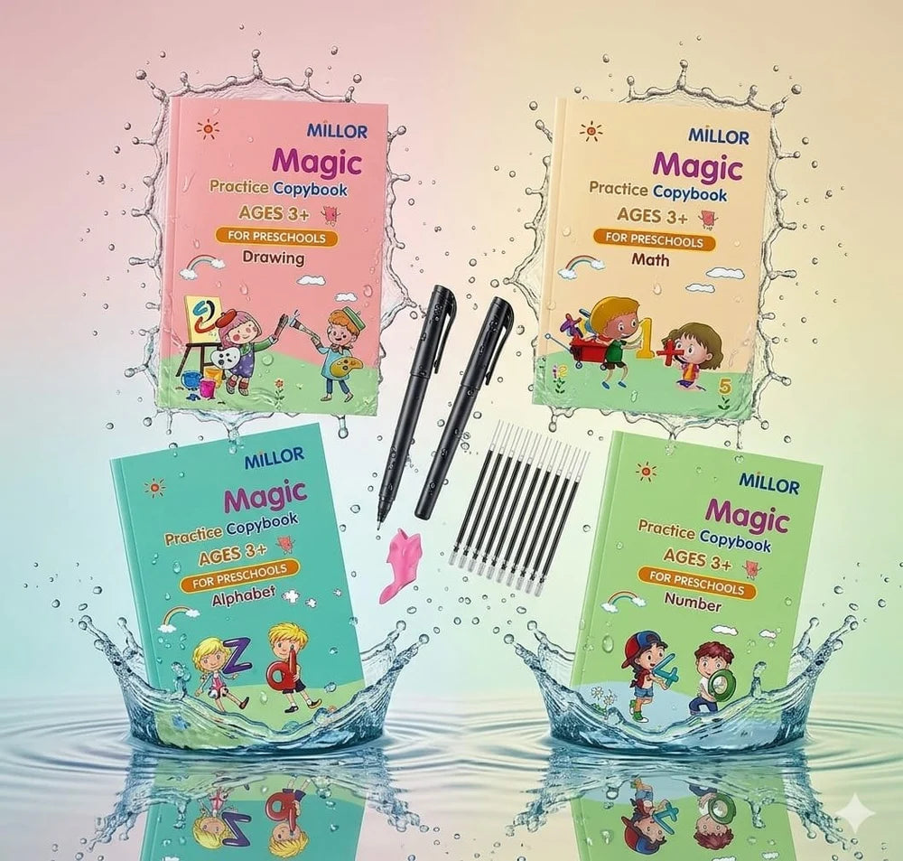 Magic Practice Copybook Set – 4 Books + 10 Refills